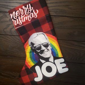 Joe Biden Rainbow Plaid Merry Christmas Xmas Stocking Funny Humor